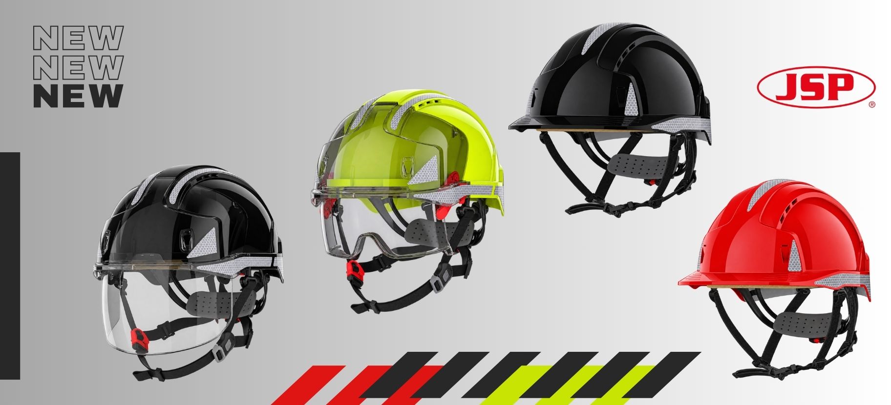 Новые цвета защитных касок JSP — EVO® VISTAshield®, VISTAlens® и EVOLite®